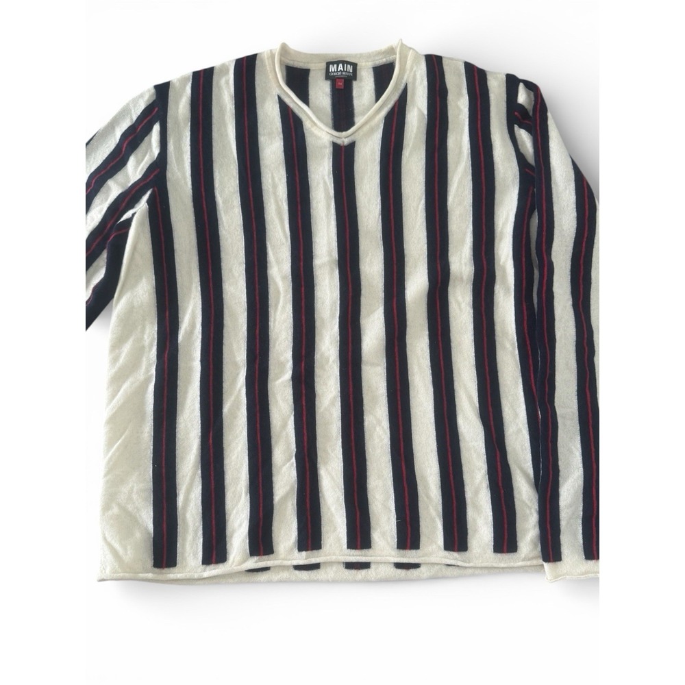 RARE Limited Edition Main Giorgio Armani Stripe Sweater 100% Cashmere Size 54